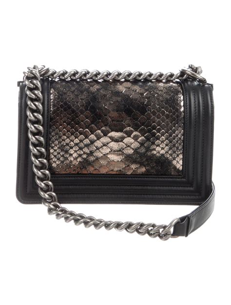 chanel snakeskin boy bag|chanel black handbags.